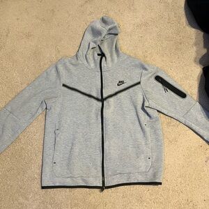 Grey nike tech fleece zip up hoodie